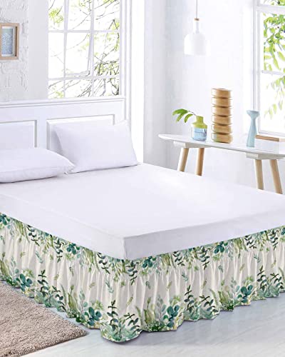 Sabolny H%6-SAK-X23-04-27S Green Eucalyptus Leaves Bed Skirt Queen Size 16 Inch Drop,Adjustable Elastic Wrap Around Bed Skirts Dust Ruffles thumb #1