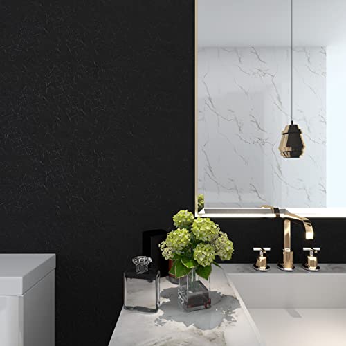 Black Peel and Stick Waterproof Removable Wallpaper for Bathroom and Bedroom
| MelunMer Black Silk Embossed Self Adhesi