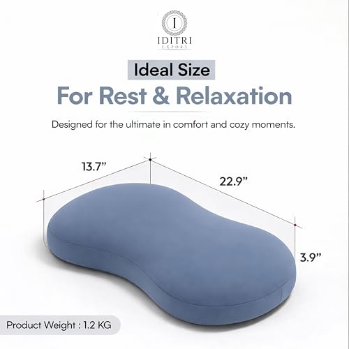 Image of Breathable Cuddle Pillow for Sleeping, Soft Bean Shaped Design for Side Sleepers, Stress-Free Neck Support Cushion, Relaxing Bedding with Washable Cover,23 X 14.9 X 3.8 Inch,Green