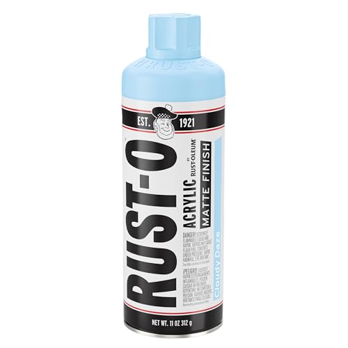 Rust-Oleum Rust-O Acrylic Spray Paint | Street Artist Spray Paint for Murals | Weather Resistant for Concrete, Wood, Brick and Other Surfaces | 11 Ounce | Matte Cloudy Daze