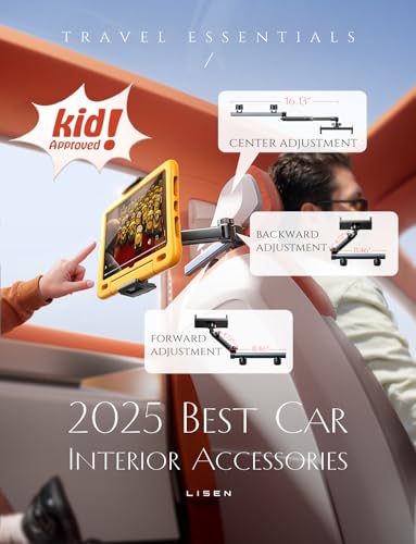 LISEN 3 in 1 for iPad Holder for Car Accessories for Women Road Trip Essentials for Travel Truck Backseat Car Organizer Car tv Headrest Tablet Holder iPad Car Mount for Kids Fire Tablet 4.7-11" - Image 3