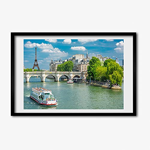 Cadre MDF Tulup Seine Paryż 60x40 cm avec photo affiche tableau moderne décoratif en bois