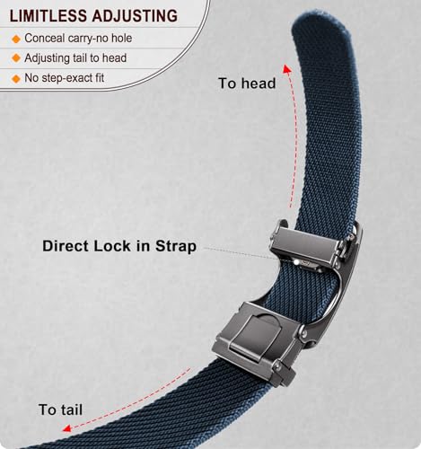 KS Mens Belt 2 Pack, Ratchet Elastic Belt Stretch Nylon For Men Casual Golf Sports,Stepless Precise Fit3