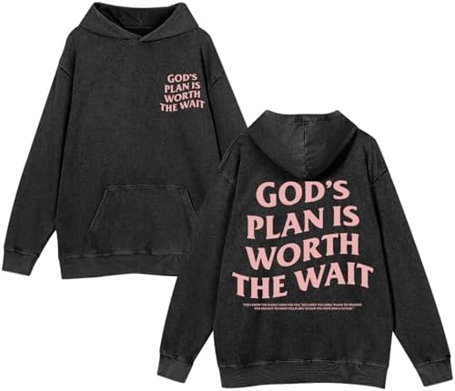 Wrenpies Mens Oversized Christian Hoodies Jesus God Bible Verse Faith Religious Sweatshirts Acid Wash Graphic Pullover Tops