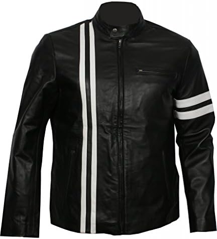 Mens Solid Black Genuine Lambskin Leather Jacket, Biker Jacket(Vi...