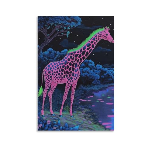 Tableau girafe en toile premium de 50x75cm pour une décoration murale raffinée