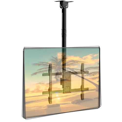 Ceiling TV Mount for 43-86 Screens, Hanging TV Bracket with Height Adjustable Pole Fits Most LCD LED OLED 4K TVs Supports up to 132lbs, Max VESA 600x400mm,Black by Putilsen Mount - Used condition - US$53.99