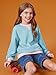 Haloumoning Girls Casual Crewneck Sweatshirts Kids Long Sleeve Oversized Fashion Pullover Tops 5-14 years Sky Blue