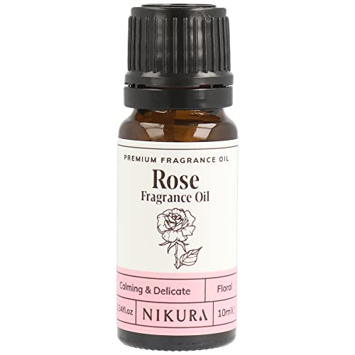 Nikura Rose Fragrance Oil - 10ml | for Gifts Diffusers Candle Making Soap Making | Great for use in Bath Bombs Perfume Oil Perfume Scents | Vegan & UK Made
