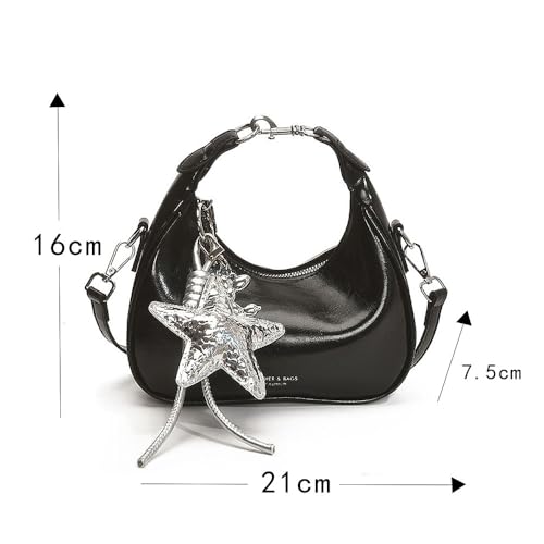 Y2K Shoulder HandBag with Star Hanging Accessories Crescent Purse Crossbody Bags for Women4
