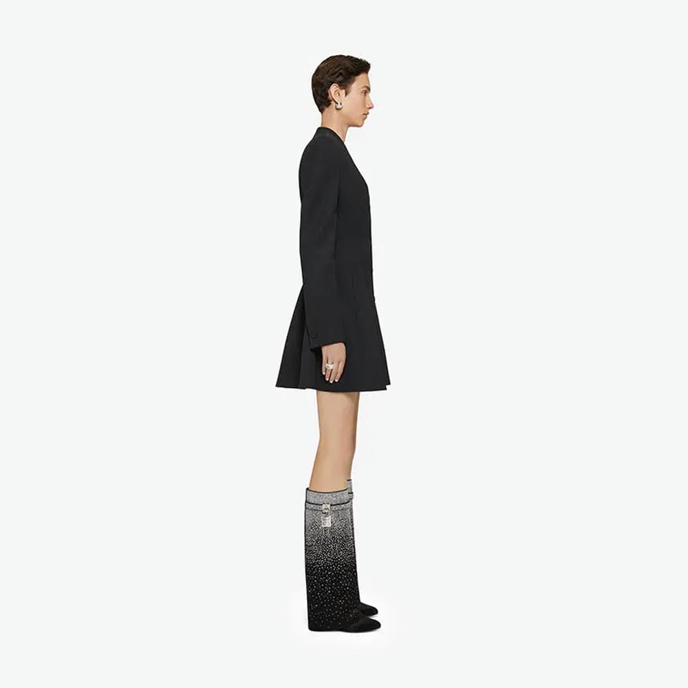 ZBDZSW - Stivali da donna a testa tonda ultra alta con pantaloni alti e maniche lunghe, decorazione a diamante, lunghezza al ginocchio