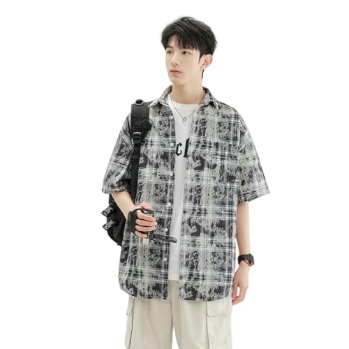 Chemise d'été à manches courtes pour homme coupe ample style hawaïen col cubain