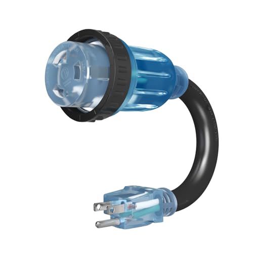 AMEHO 30 Amp to 110 Adapter Cord 13 inch, Nema 5-15P to L5-30R RV Power Converter with LED Power Indicator, 30 Amp RV Plug with Twist Lock for Camper Travel Trailer