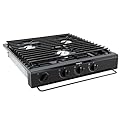 Generic Atwood 50301 RV Kitchen 3-Burner Cooktop - Black - Piezo Ignition