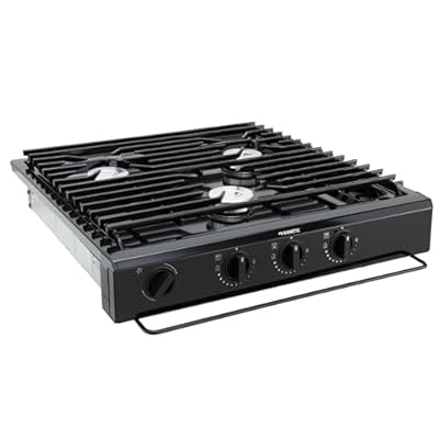 Generic Atwood 50301 RV Kitchen 3-Burner Cooktop - Black - Piezo Ignition