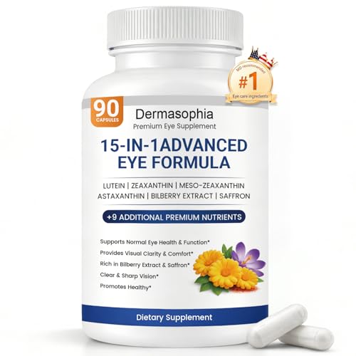 Neurobella Eye Formula visiovance 15-in-1 Advanced Eye Formula with Lutein Zeaxanthin Bilberry and Saffron - Carotenoid Complex for Eye Health 90 Easy-to-Swallow Capsules