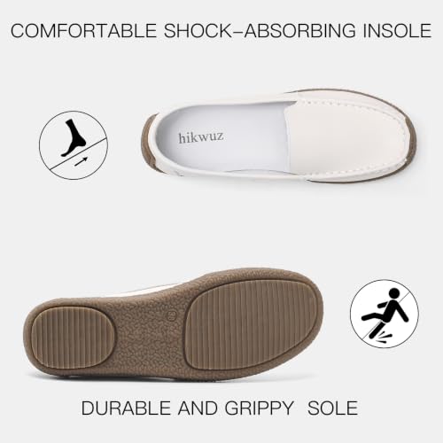 Image of Women's Comfortable & Lightweight Leather Loafers Slip-Ons Driving Walking Mocs Boat Shoes Cute Business Casual Dress Shoes Work Flats for Women