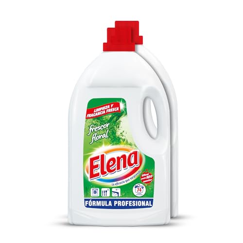 SMART-PACK = 7,5 meses de Limpieza y Fragancia - Elena Detergente para lavadora, frescor floral, adecuado para ropa blanca y de color, formato profesional gel de 148 dosis