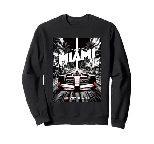 Carro de carreras de Fórmula Open Wheel de Miami Circuit, bandera de EE. UU. Sudadera