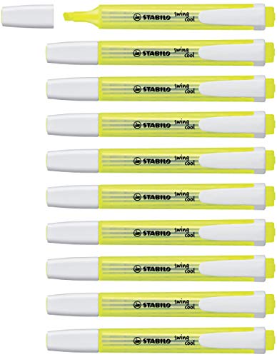 Surligneur STABILO swing cool - Lot x 10 surligneurs fluo - Jaune