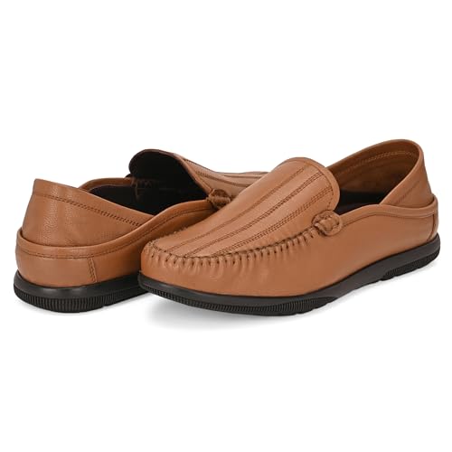 Image of Blue Leather by Centrino Genuine Leather Slip-On Men's Formal Shoe |Stylish with Soft Cushioned Insole |Trendy Non Lace-Up Design |Durable Leather with Anti-Skid Sole | Perfect for Formal Wear (4033)