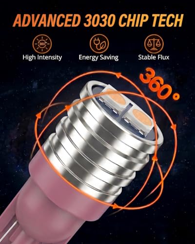 Image of WLJH Pink 194 T10 LED Bulb with Twist-Lock Sockets for Instrument Cluster | 3030 SMD, 200lm, PC194 PC168 PC195, Plug and Play, Glove Box, Courtesy, Map, Dome, Dash Cluster Backlight , 6-Pack