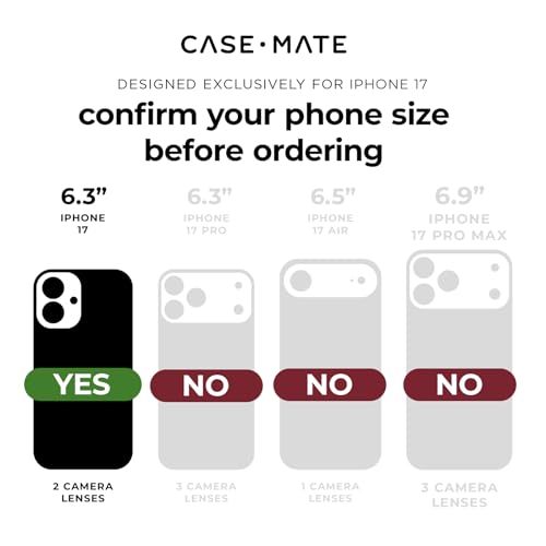 Image of Case-Mate iPhone 17 Case - Tough Black | Compatible with MagSafe - Rugged Phone Cover with 12ft Drop Protection - Premium Magnetic Phone Cover for iPhone 17