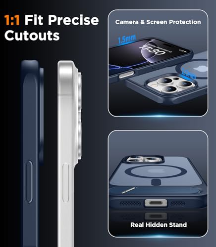 Image of Magnetic Compatible with iPhone 16 Pro Max Case, [Built-in Invisible Kickstand][Compatible with MagSafe] [Military Grade Shockproof] Slim Translucent Matte Phone Case for iPhone 16 Pro Max 6.9 inch