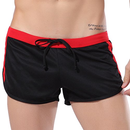 ARCITON Men's String Anti-Emptied Bodybuilding Gym Sports Shorts X-Large(Waist: 32"- 35") Black