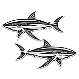 Shark Emblem 3D Fish Badge – Custom Car Sticker for Car, Truck, SUV, Trunk, Hood, Fender – Set of 2 (Chrome)