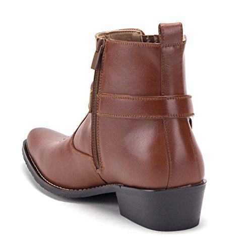 Jazame Cowboy Boots for Men Western Style Ankle High Motorcycle Riding Pointy Toe Moto Dress Boots men's western boots Buckle Design3