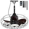Gazabo Fan Outdoor Ceiling Fans for patios 21'' Outdoor Hanging Fan for Gazebo, Plug in Caged Lighting for Pergola Canopy,Hanging with Hook, Remote with 3 Color LED Gazabo Lights, IP44 Waterproof