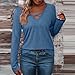Womens Criss Cross V Neck Tunic Tops Casual Fashion Long Sleeve T-Shirt Blouse Comfy Stretchy Solid Color Shirts Blue
