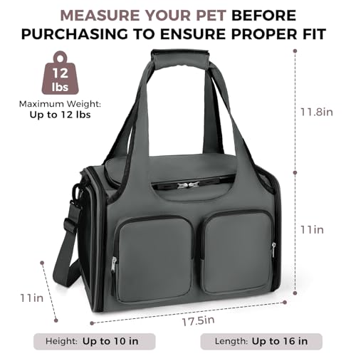 Image of Dog Cat Carrier Airline Approved Collapsible Soft-Sided Pet Travel Bag