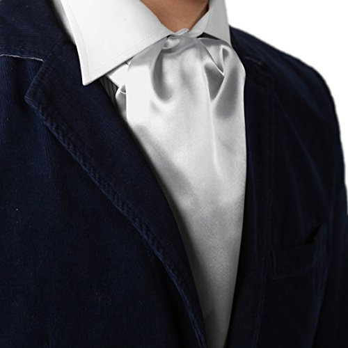 Men Ascot Multi-Color Plain Cravat Scarf Silk Touch Retro Vine Drde0001 Dan Smith Burgundy,Midnight Blue,Gray #TOP5