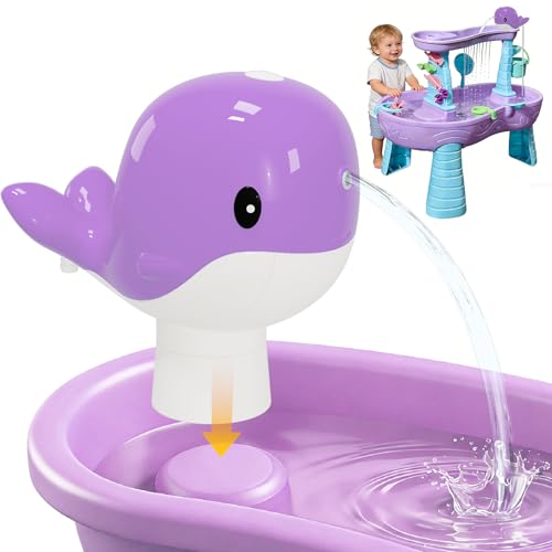 Whale Water Table Pump – Continuous Flow Rechargeable Battery Powered Water Pump for Water Table Accessories – Outdoor Summer Water Play Toys (Purple)