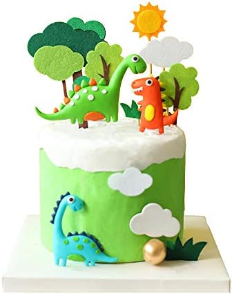 Luckerain Dinosaur Cake Toppers Forest Series Cute Dinosaur Set Baking Cake Decoration for Baby Shower Birthday Party and Theme Party