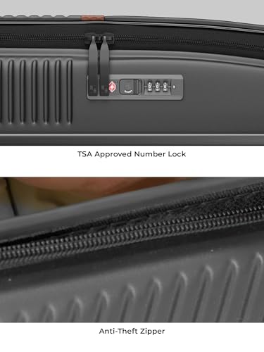 Image of EUME Aerotop Checkin Trolley Bag Medium | Space Saving Top Open Suitcase | Expandable Hardshell Polycarbonate Luggage | TSA Lock, Anti Theft Zipper, Super Silent Wheels | 78L Charcoal Black