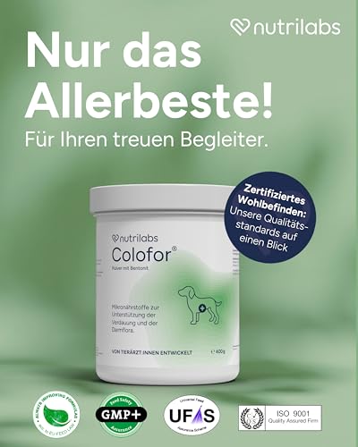 NutriLabs Colofor® Pulver 400 g - ehem. Estifor Pulver I mit Bentonit, L-Glutamin, Präbiotika etc. - Hund Durchfall