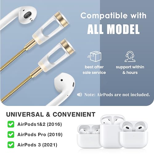 Lawonda Anti-Lost Neck Strap for Airpods, Strong Magnetic Necklace Holder String, Sports Lanyard for Headphone Compatible with AirPods 1&2 /3rd /Pro/Pro 2 S Gold by Lawonda - Image 3