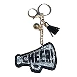 Popfizzy Bling Cheer Keychain for Girls and Women, Rhinestone Cheer Bag Charm, Cheerleader Gifts, Cheerleading Megaphone Backpack Key Chain