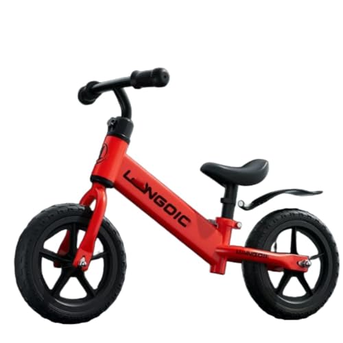 AOUGNペダルなし自転車 、6つの部品を贈る 、ペ14インチ、高さ調節可能、 超軽量、 持ち運びも簡単 、安全な耐荷重、 男の子 、女の子 、子どもの日、 誕生日 プレゼント (レッド,アクセサリーなし)