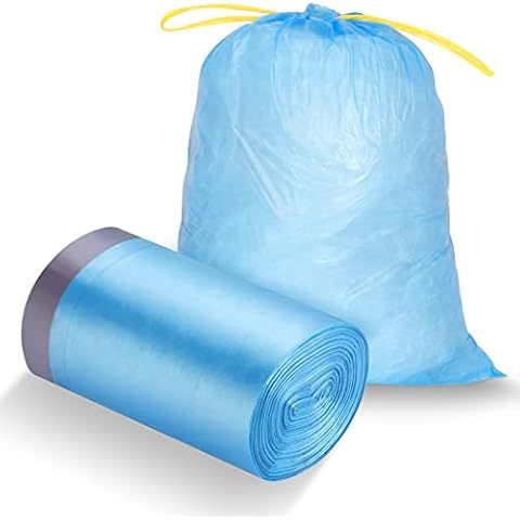 WVacFre 8Gallon Size Large Kitchen Drawstring Trash Bags,Heavy Duty,Tasteless,Strong and Blue Garbage Bags (100 Count Bulk) Cover
