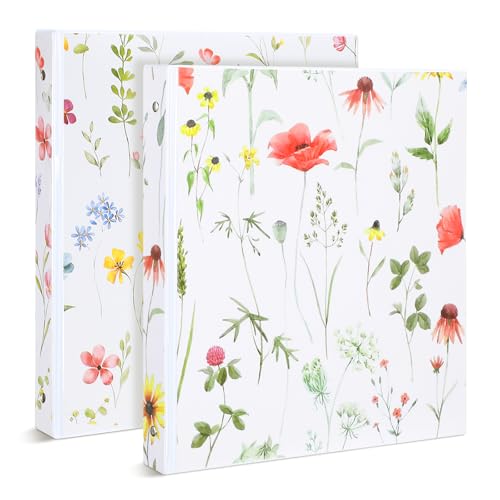 Classeur 3 anneaux 3,1 cm fleurs Harloon en PVC avec poches
