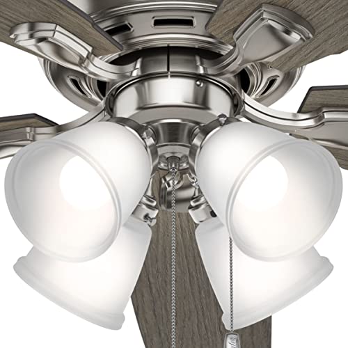 Hunter Fan Company 53216 Amberlin Indoor Ceiling Fan with LED Light and Pull Chain Control, 52", Brushed Nickel Finish thumbnail 4