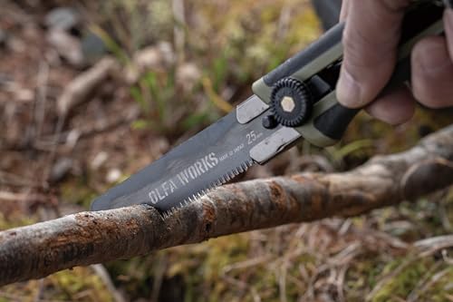 OLFA Faca japonesa WORKS OW-BCS-1/OD Bushcraft, lâmina de aço de carbono serrilhada substituível e r