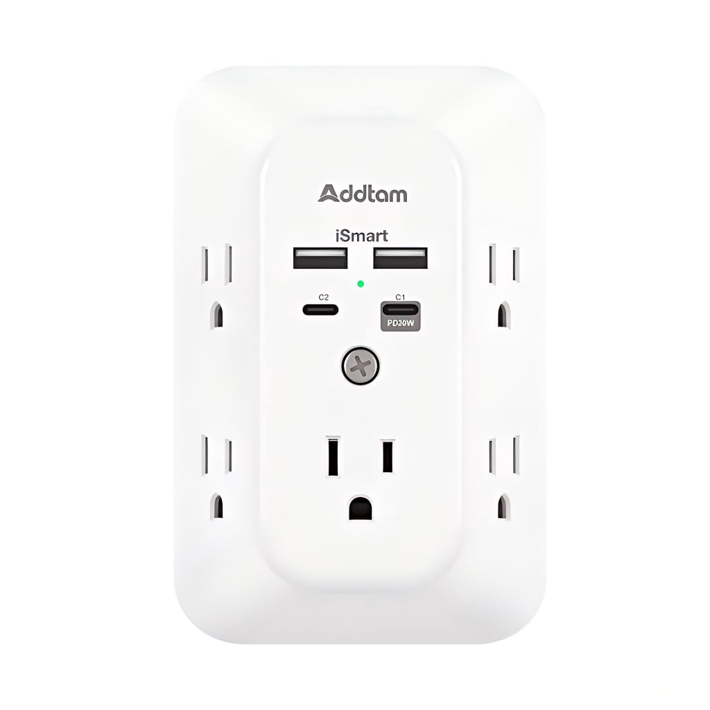 Addtam Surge Protector Outlet Extender with 5 AC and 4 USB Ports, 4.5A — Amazon image 7
