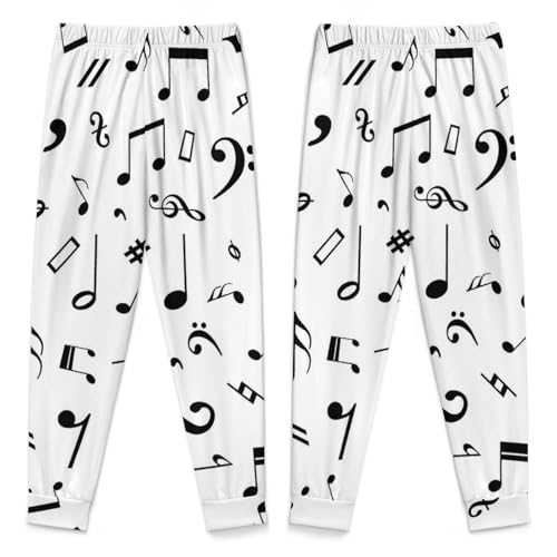 Black And White Music NotesChildren's Pajama Set Round Neck Long Sleeve Top + Pants Two-piece Set150CM4
