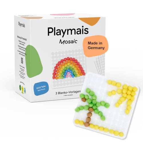 Playmais Mosaic 900 Teile | Bastelset | natürliches Spielzeug | inkl. Schwämmchen, 3 Blanko-Karten | vegan, verantwortungsvoll & sicher für Kinder & Umwelt | ab 3 Jahren