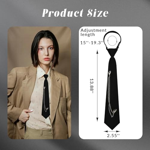 Image of LJBFNN Pre-Tied Ties for Women with Metal Chain, Uniform Shirt Accessory